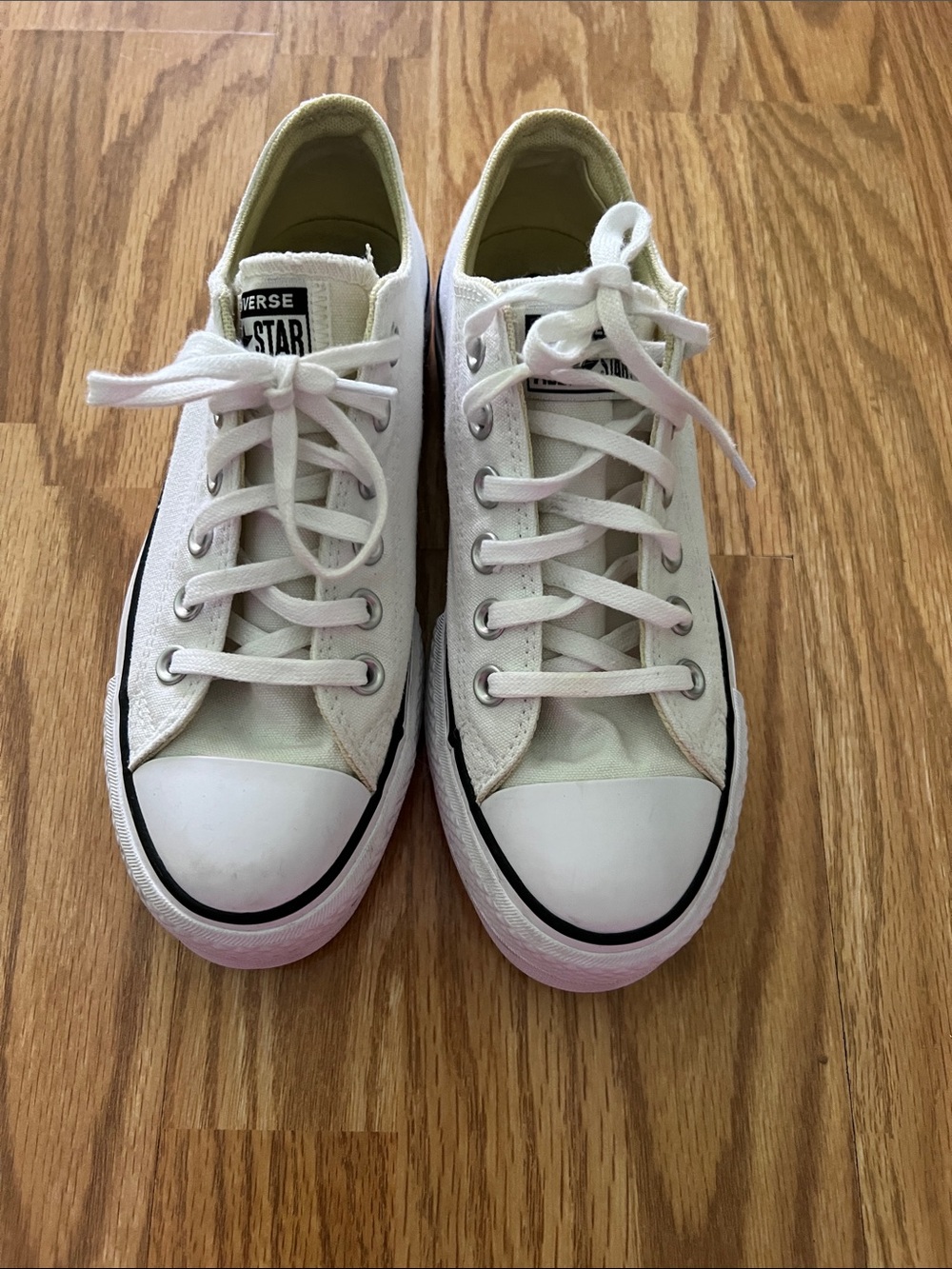 Converse White Low Top Canvas Sneakers with Black Trim